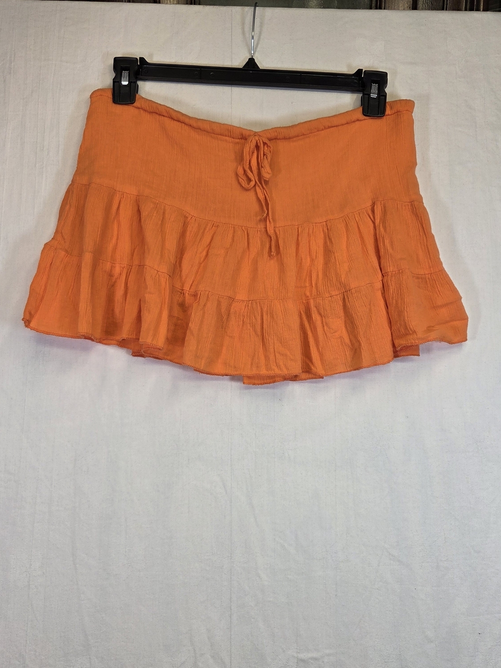 Max Mehra Orange Tiered Ruffle Mini Skirt Drawstring Waist. #0317